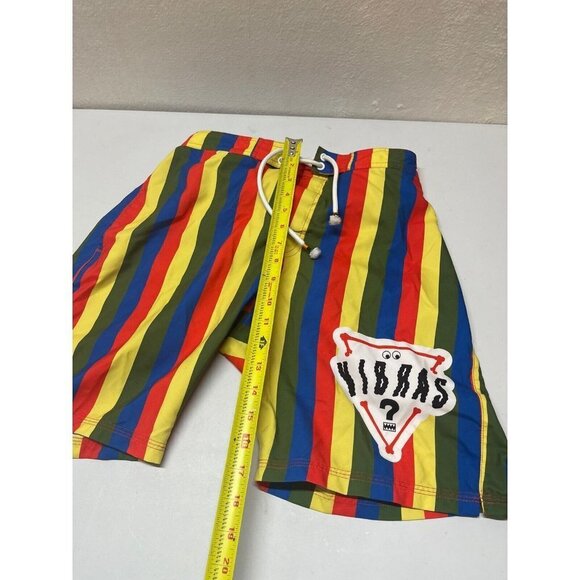 Mens Guess X Balvin Vibras Striped Colorful Drawstring Swim Trunks Small - Picture 6 of 10